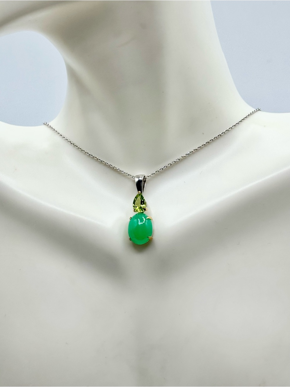 Sterling Silver Peridot & Chrysoprase Pendant Necklace